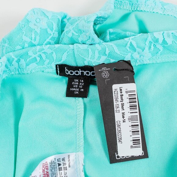 NWT Boohoo Turquoise Lace Booty Shorts US 10 - Picture 5 of 7